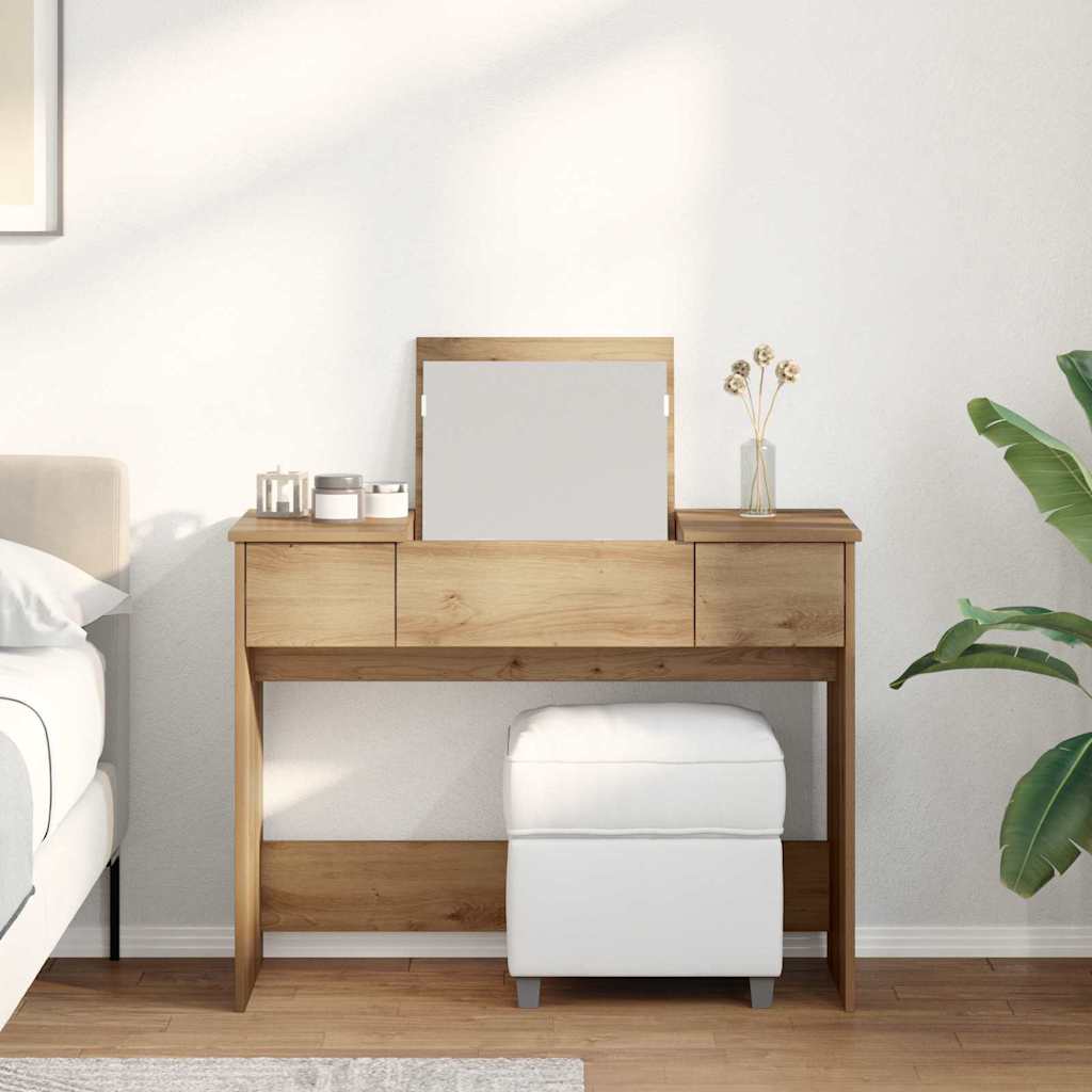Klædeskab med spejl artisan eg 100 x 45 x 76 cm Konstrueret træ