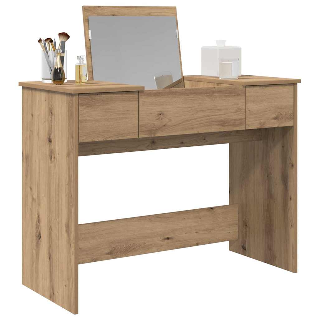 Klædeskab med spejl artisan eg 100 x 45 x 76 cm Konstrueret træ