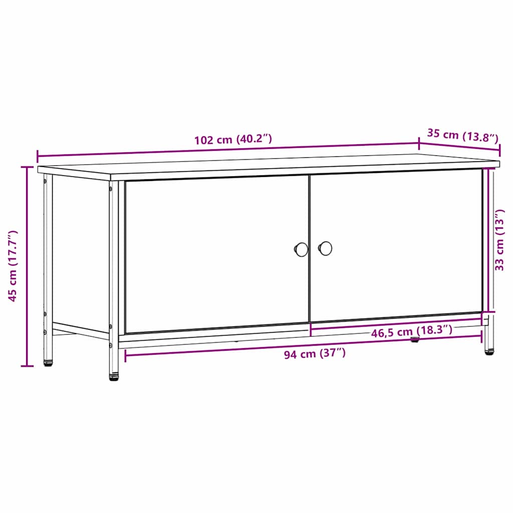 TV-skab Sort eg 100 x 35 x 45 cm Konstrueret træ