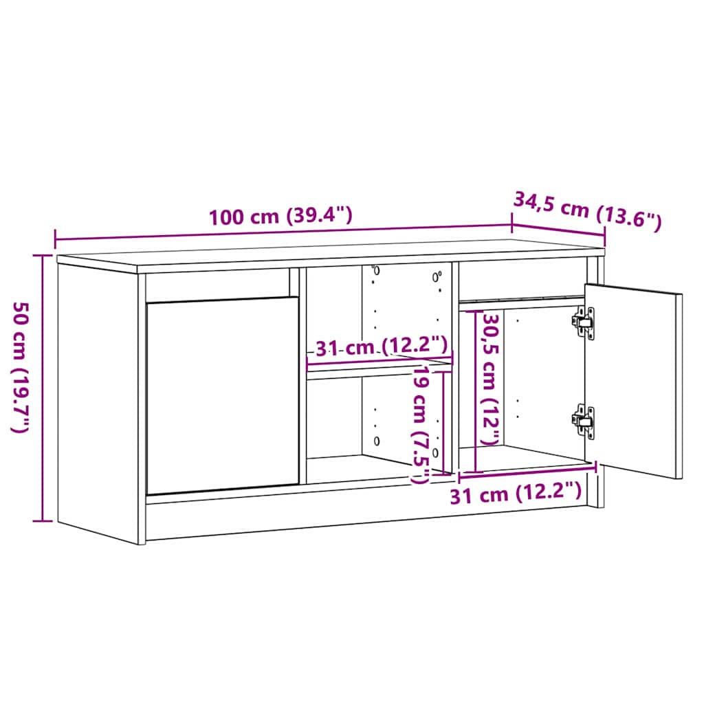 TV-skab Brun 100 x 34 x 50 cm Konstrueret træ