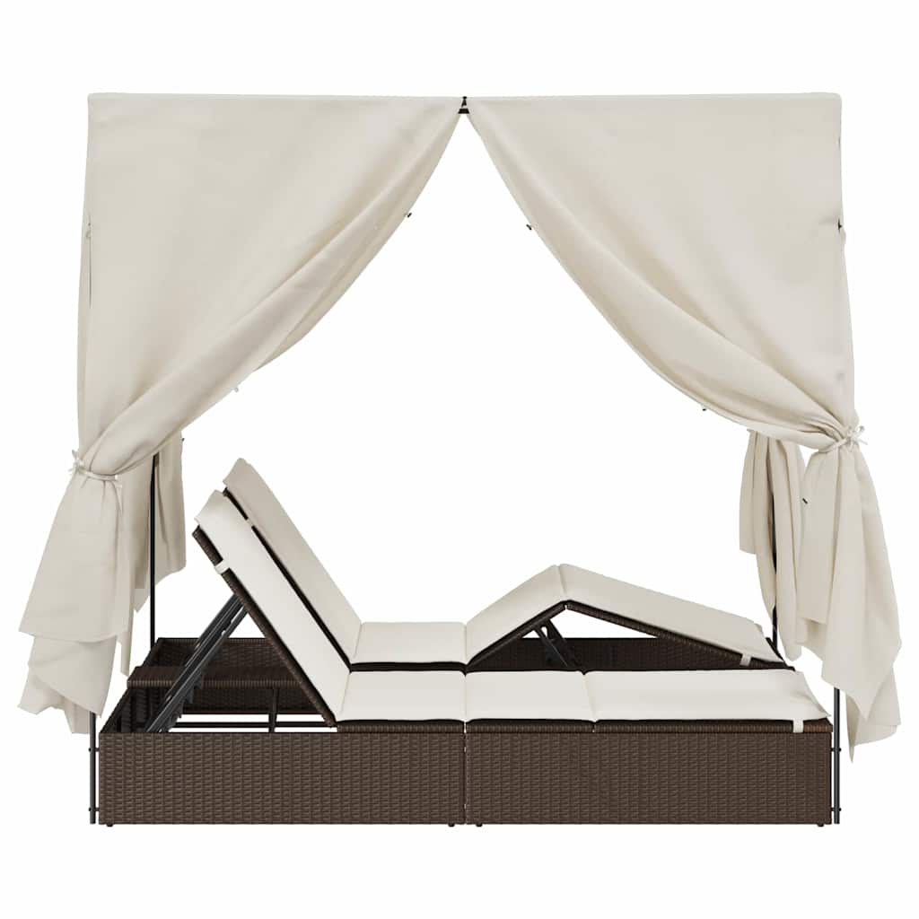 Dobbelt Solseng med Tag Brun 205 x 129 x 200 cm PE rattan