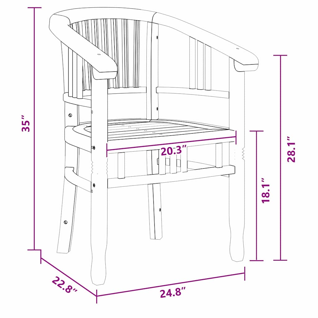 Stol 2 pcs Brun 63 x 58 x 89 cm Massiv Teaktræ
