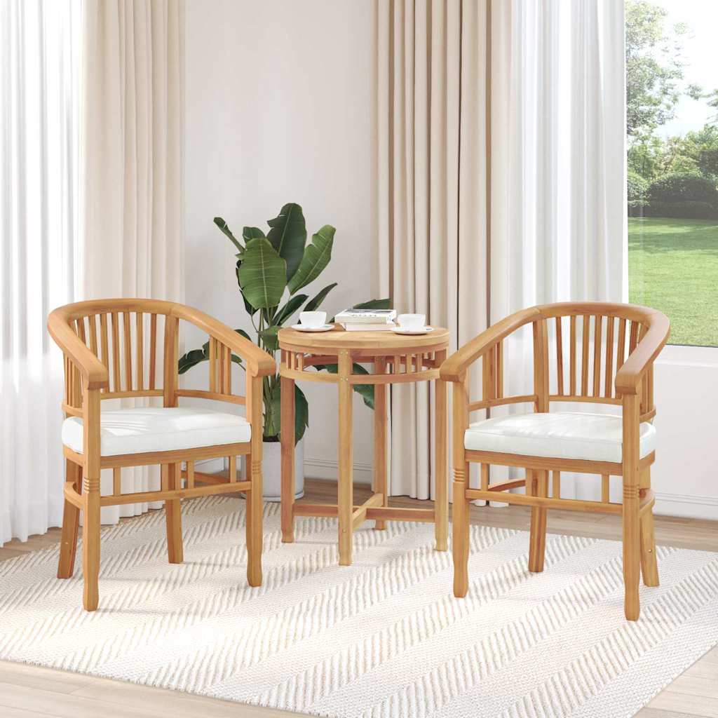 Stol med pude 2 pcs Brun 63 x 58 x 89 cm Massiv Teaktræ