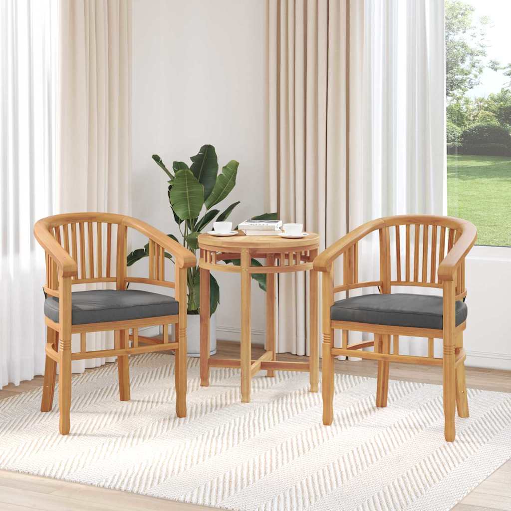 Stol med pude 2 pcs Brun 63 x 58 x 89 cm Massiv Teaktræ