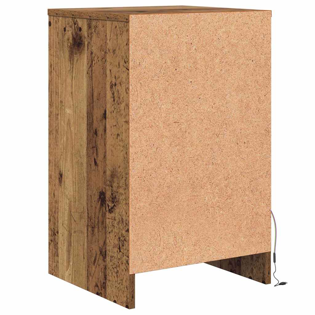 LED Sengeskab Gammelt træ 38 x 34 x 61 cm Konstrueret træ