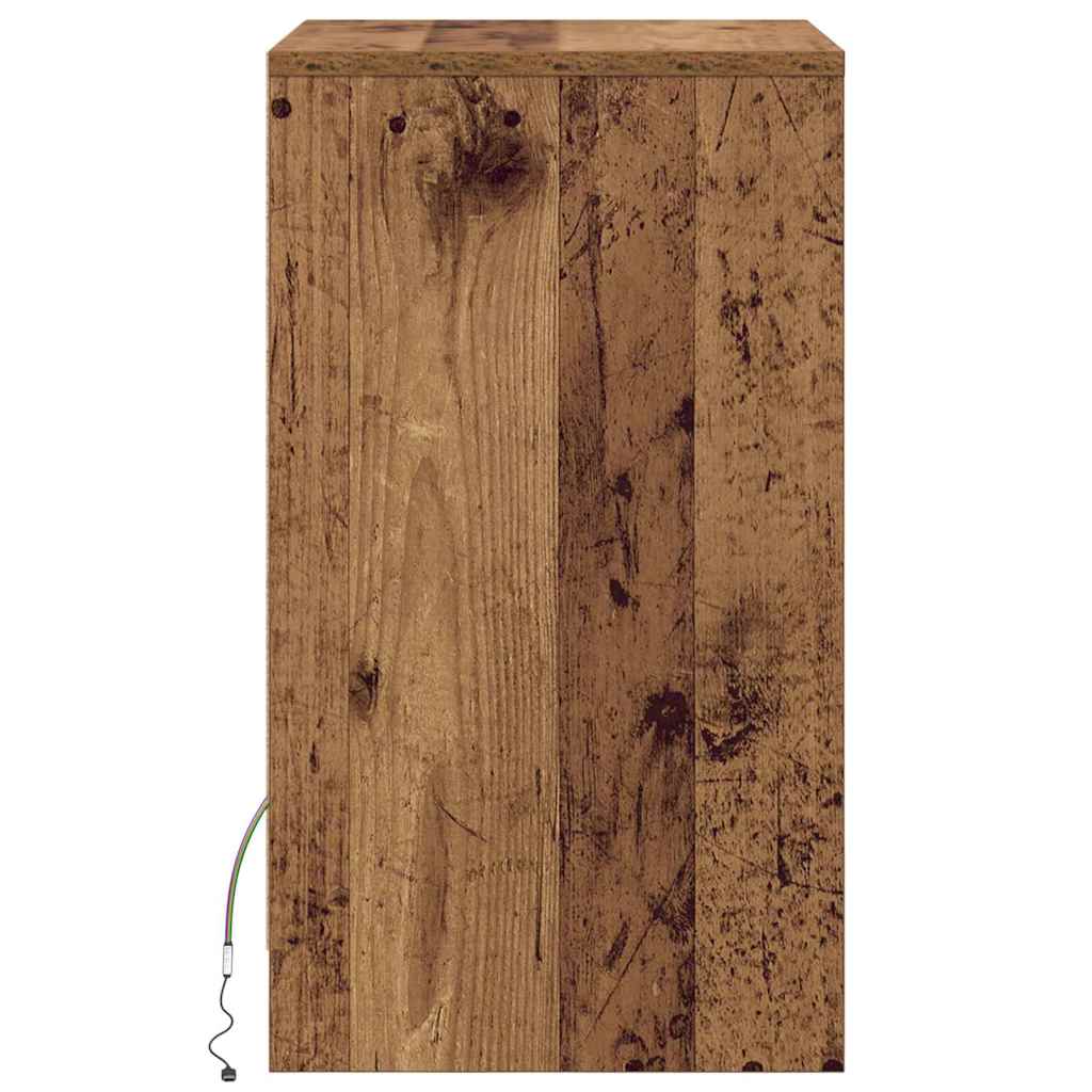 LED Sengeskab Gammelt træ 38 x 34 x 61 cm Konstrueret træ