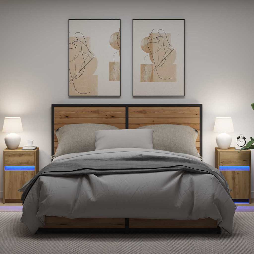 LED Sengeskab 2 pcs artisan eg 38 x 34 x 61 cm Konstrueret træ