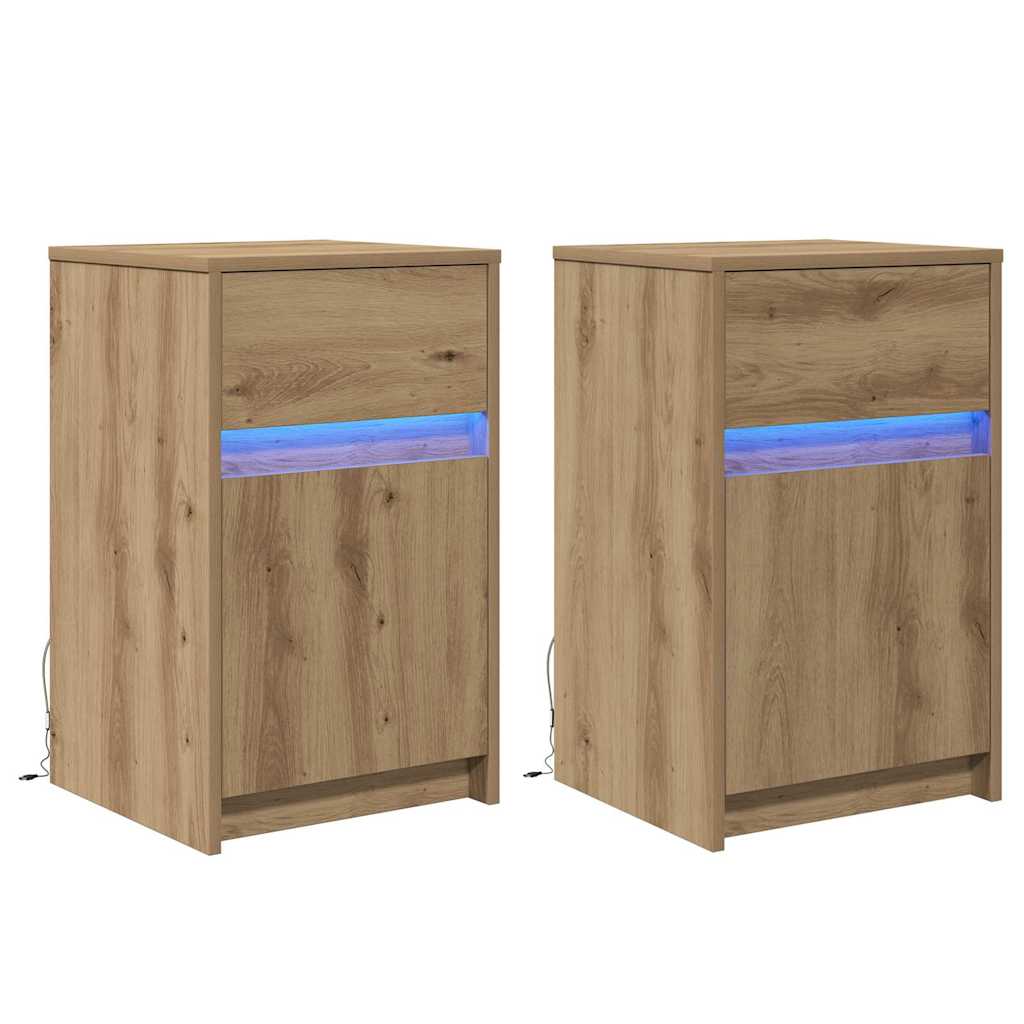 LED Sengeskab 2 pcs artisan eg 38 x 34 x 61 cm Konstrueret træ