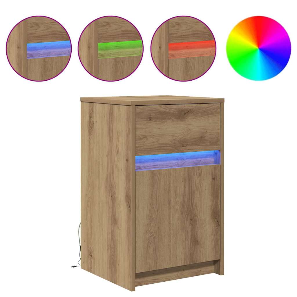 LED Sengeskab 2 pcs artisan eg 38 x 34 x 61 cm Konstrueret træ