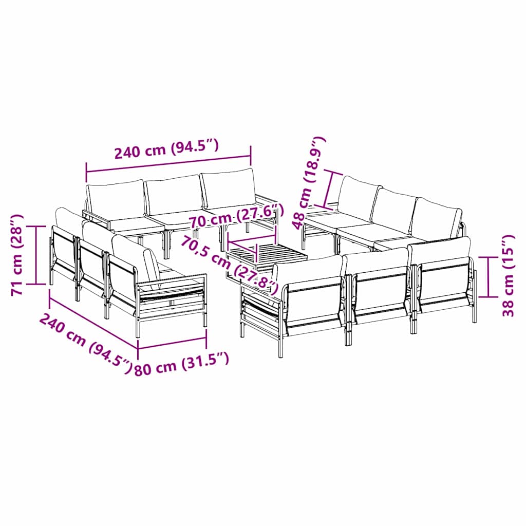 Havesofa Sæt Antracitgrå Stål