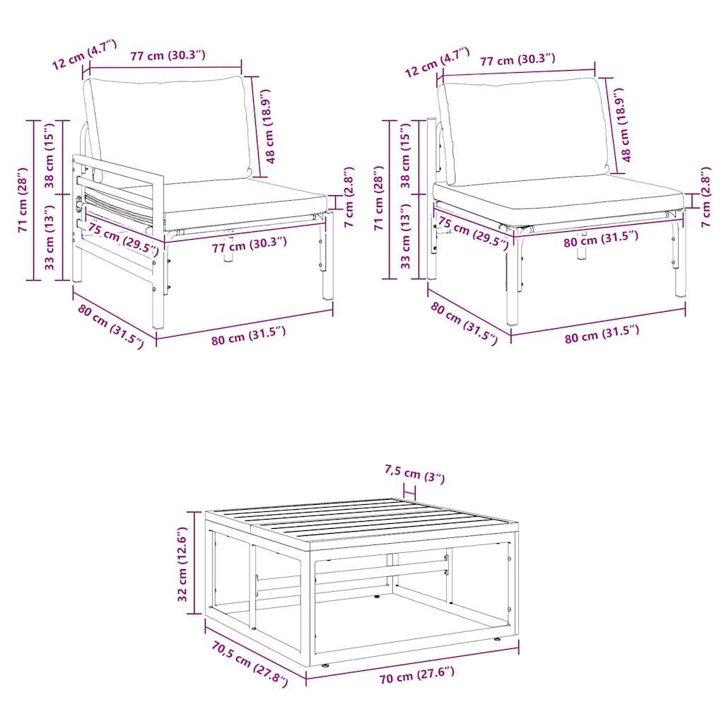 Havesofa Sæt Antracitgrå Stål