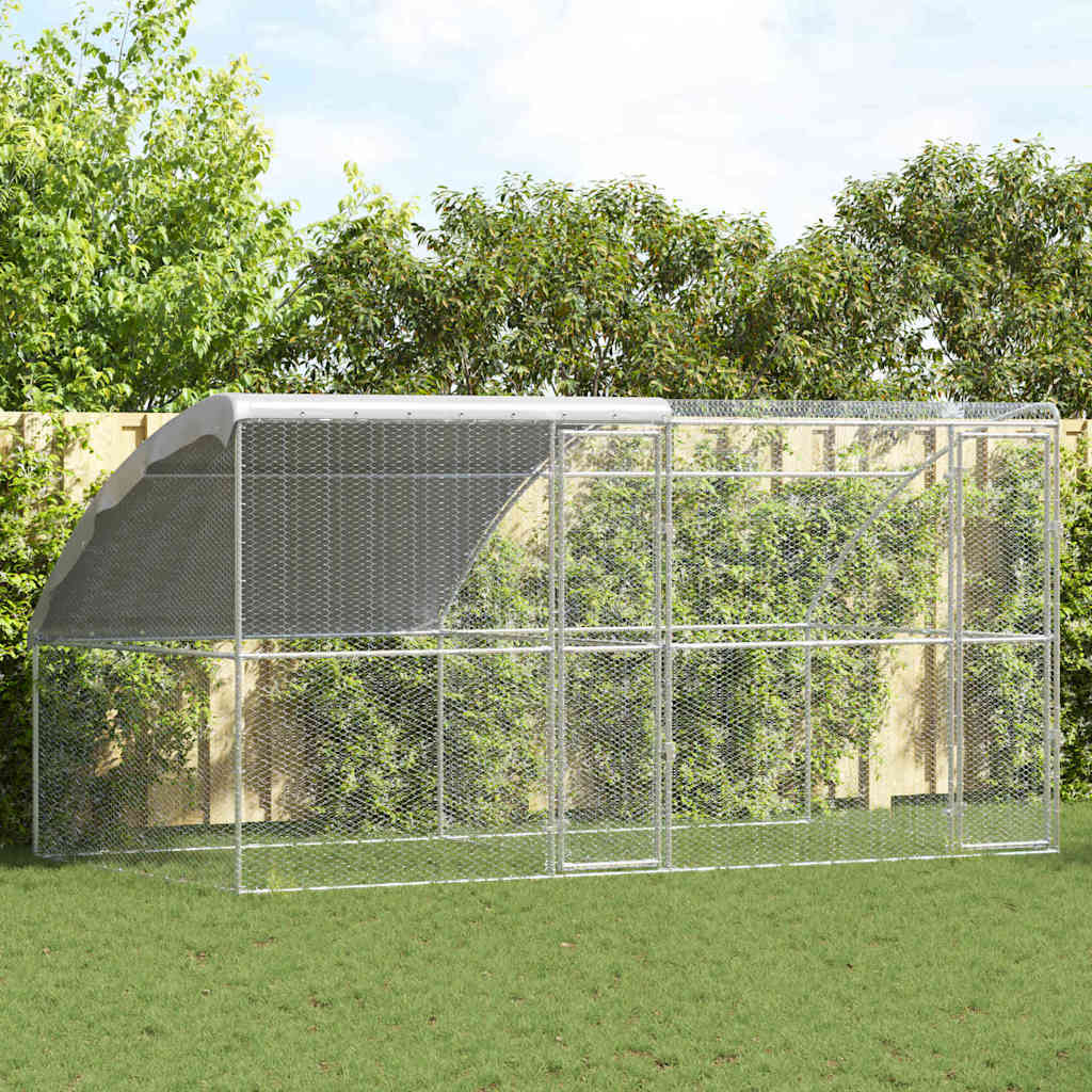 Hønsebur Sølv 400 x 200 x 198.5 cm Galvaniseret stål