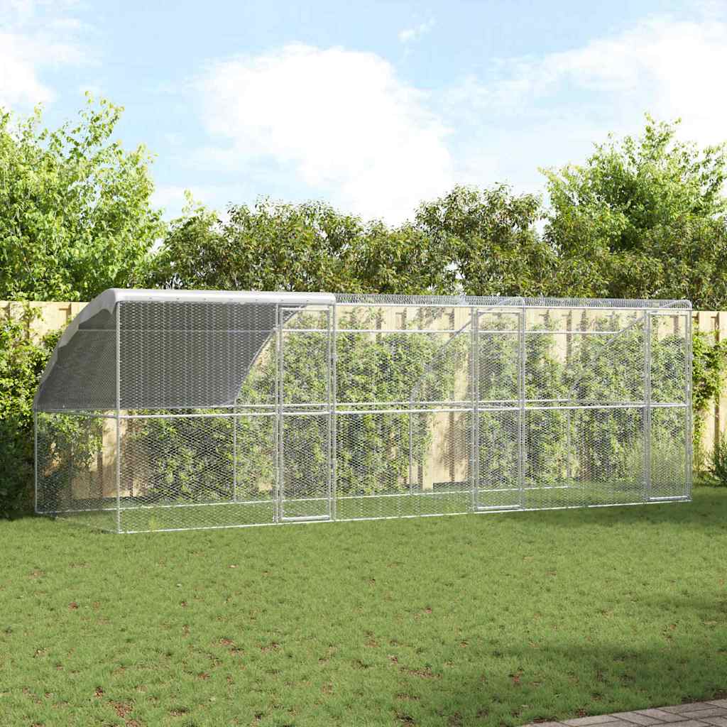 Hønsebur Sølv 600 x 200 x 198.5 cm Galvaniseret stål