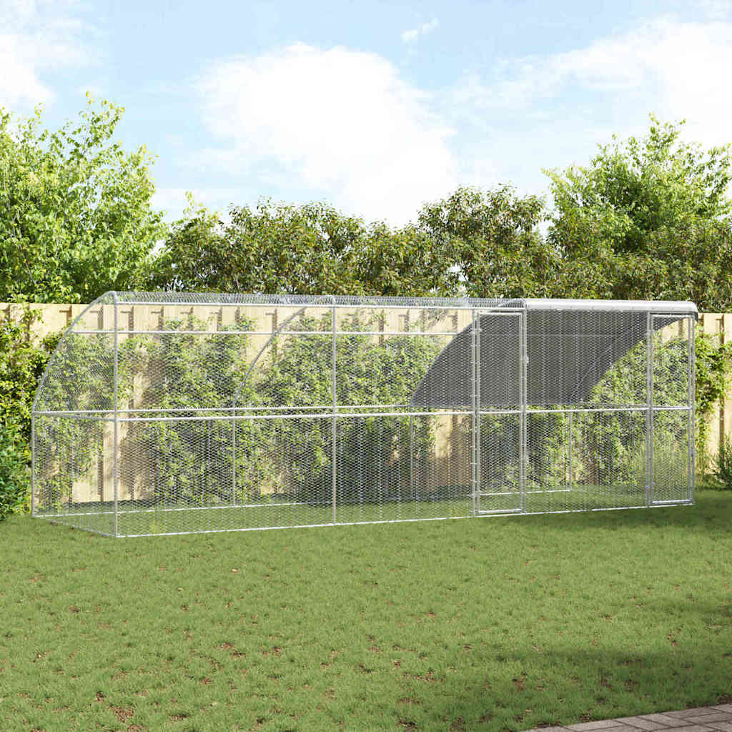 Hønsebur Sølv 600 x 200 x 198.5 cm Galvaniseret stål