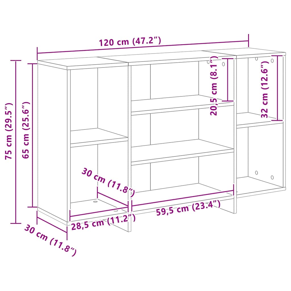 Sideboard Gammelt træ 120 x 30 x 75 cm Konstrueret træ