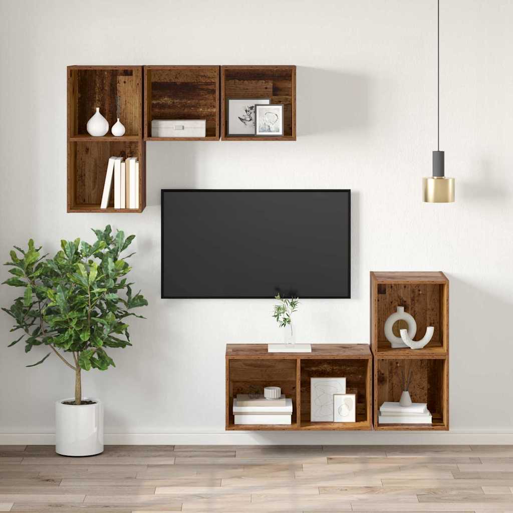 Væghængt TV-skab Gammelt træ 37 x 37 x 72 cm Konstrueret træ