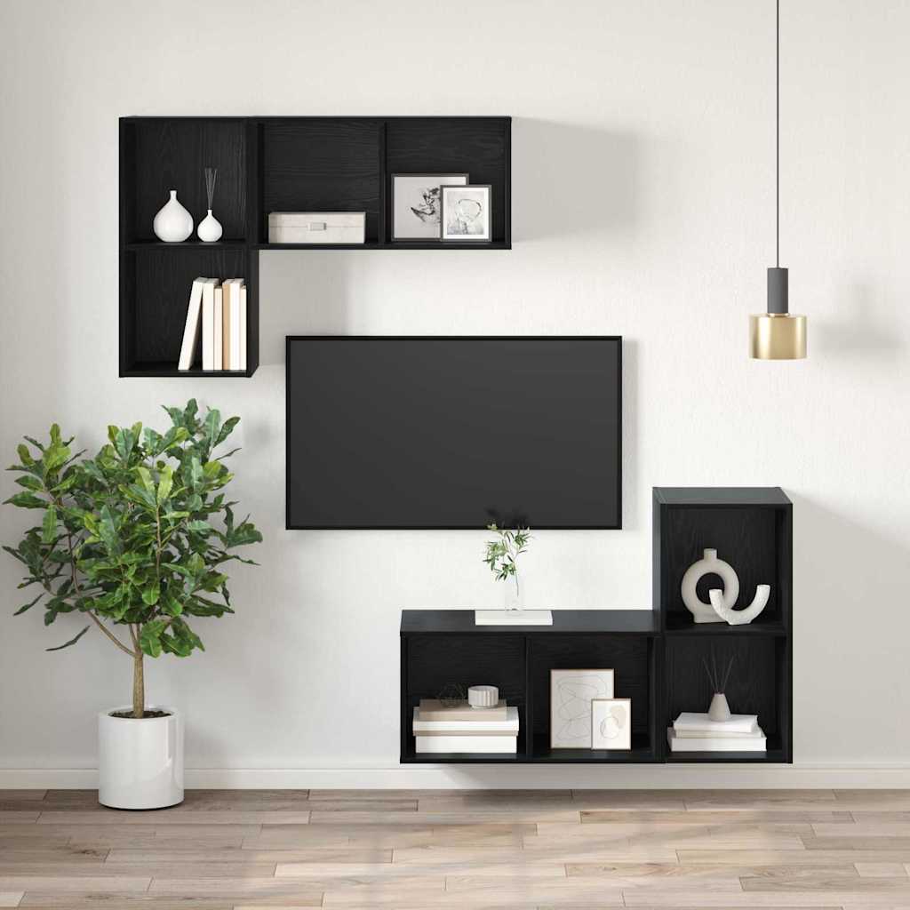 TV Skab Vægmonteret Sort eg 37 x 37 x 72 cm Konstrueret træ