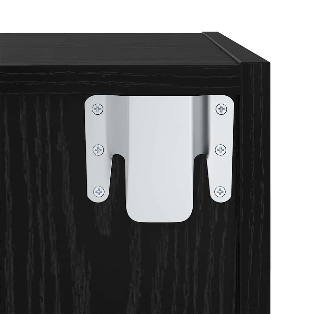Væghængt TV-skab Sort eg 37 x 37 x 107 cm Konstrueret træ