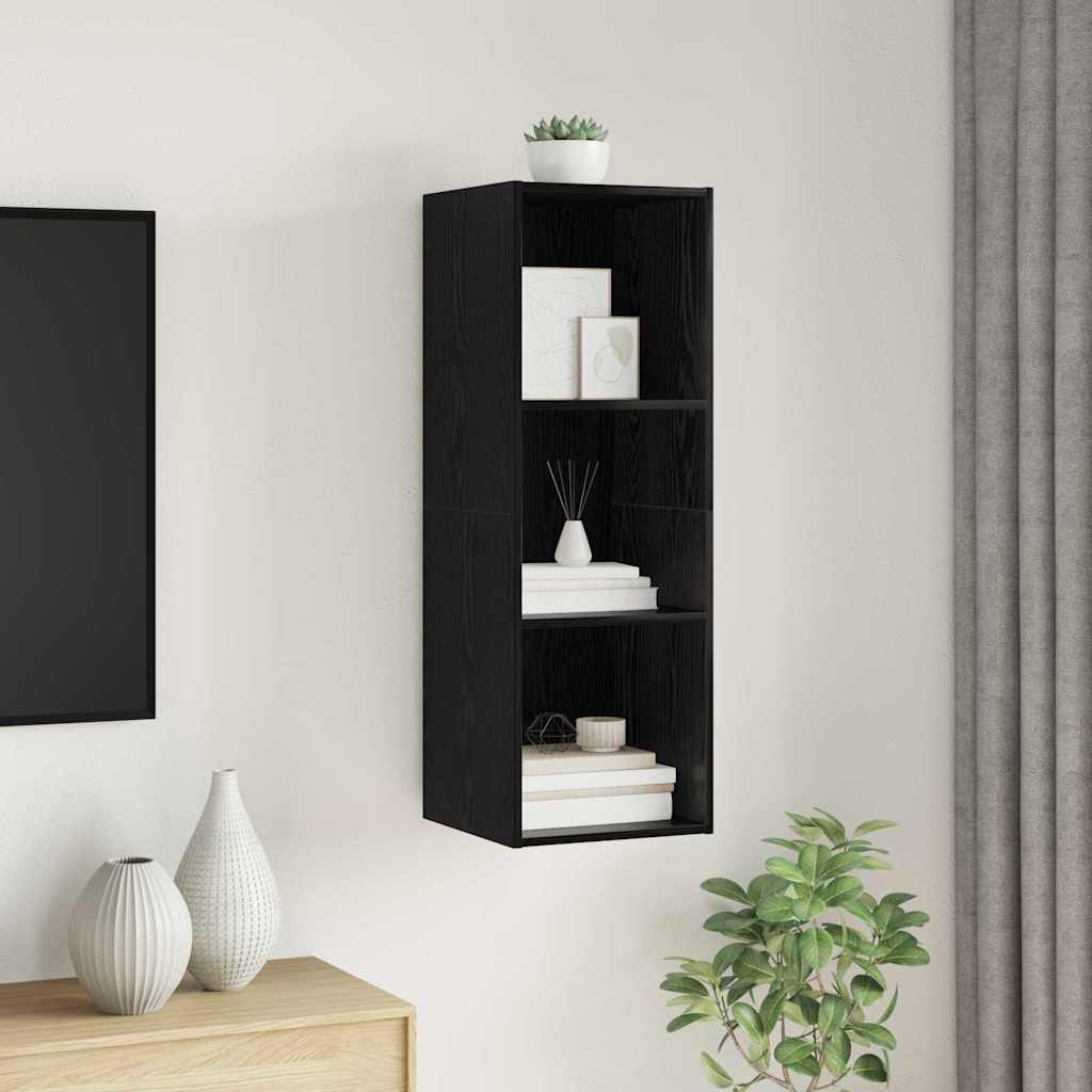 Væghængt TV-skab Sort eg 37 x 37 x 107 cm Konstrueret træ