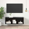 Væghængt TV-skab Sort eg 37 x 37 x 107 cm Konstrueret træ