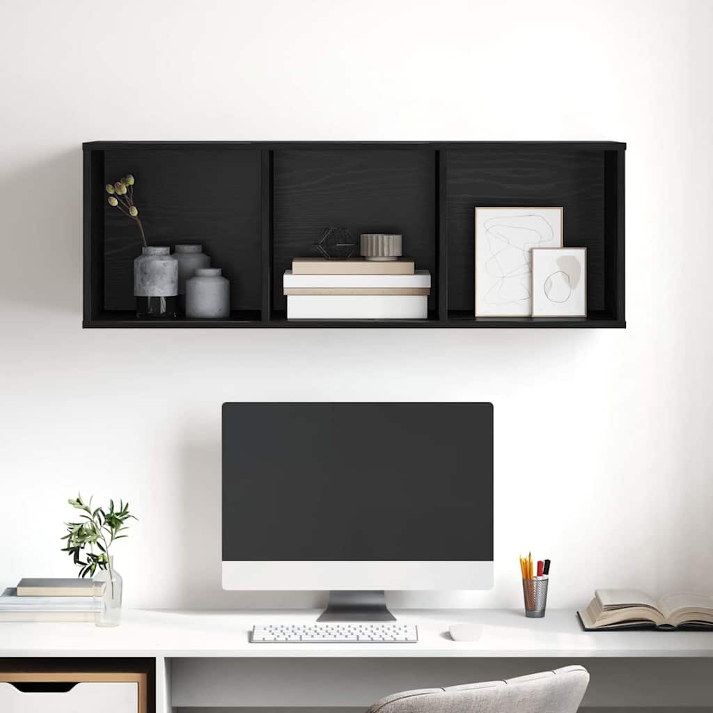Væghængt TV-skab Sort eg 37 x 37 x 107 cm Konstrueret træ