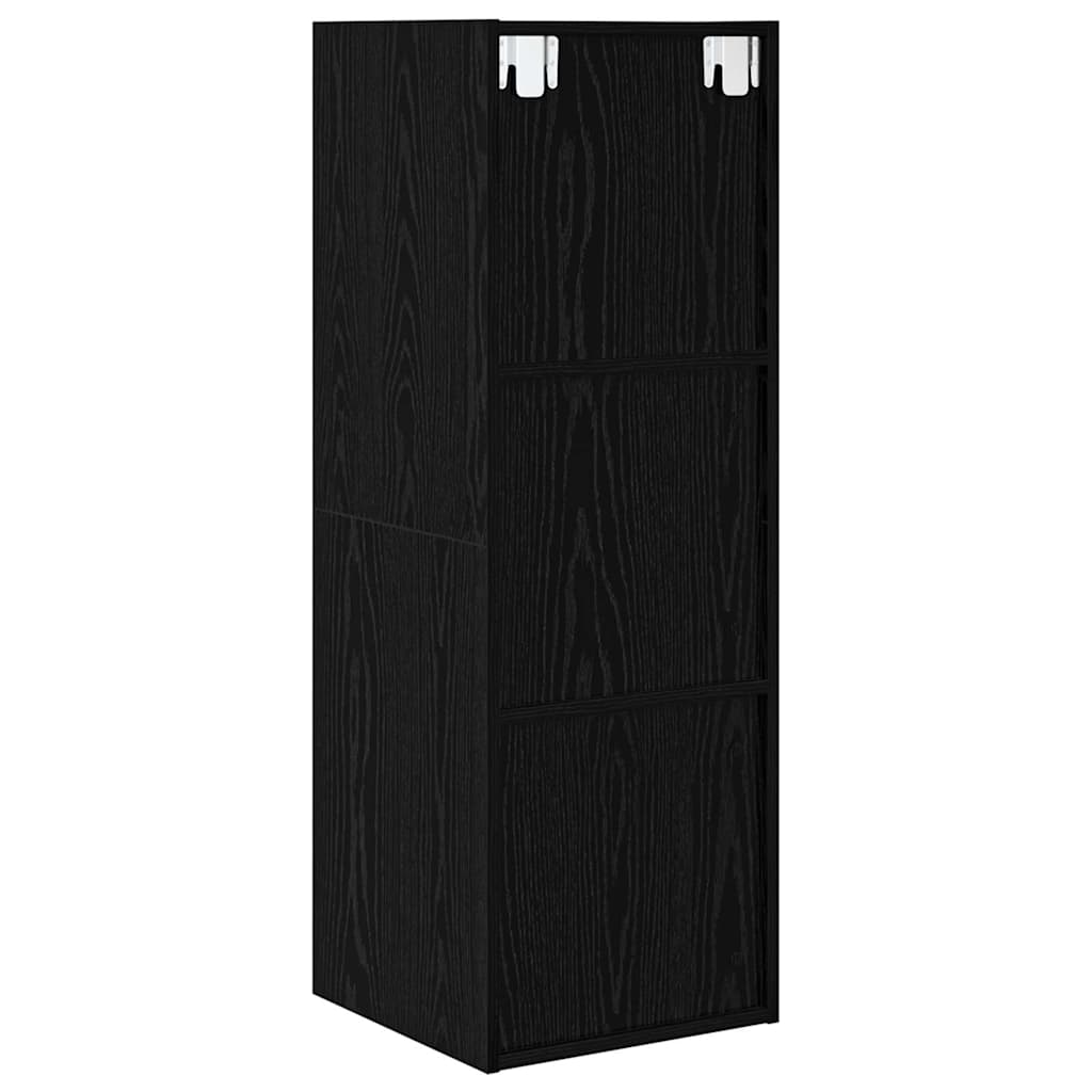 Væghængt TV-skab Sort eg 37 x 37 x 107 cm Konstrueret træ