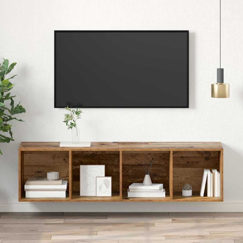 Væghængt TV-skab Gammelt træ 37 x 37 x 142.5 cm Konstrueret træ