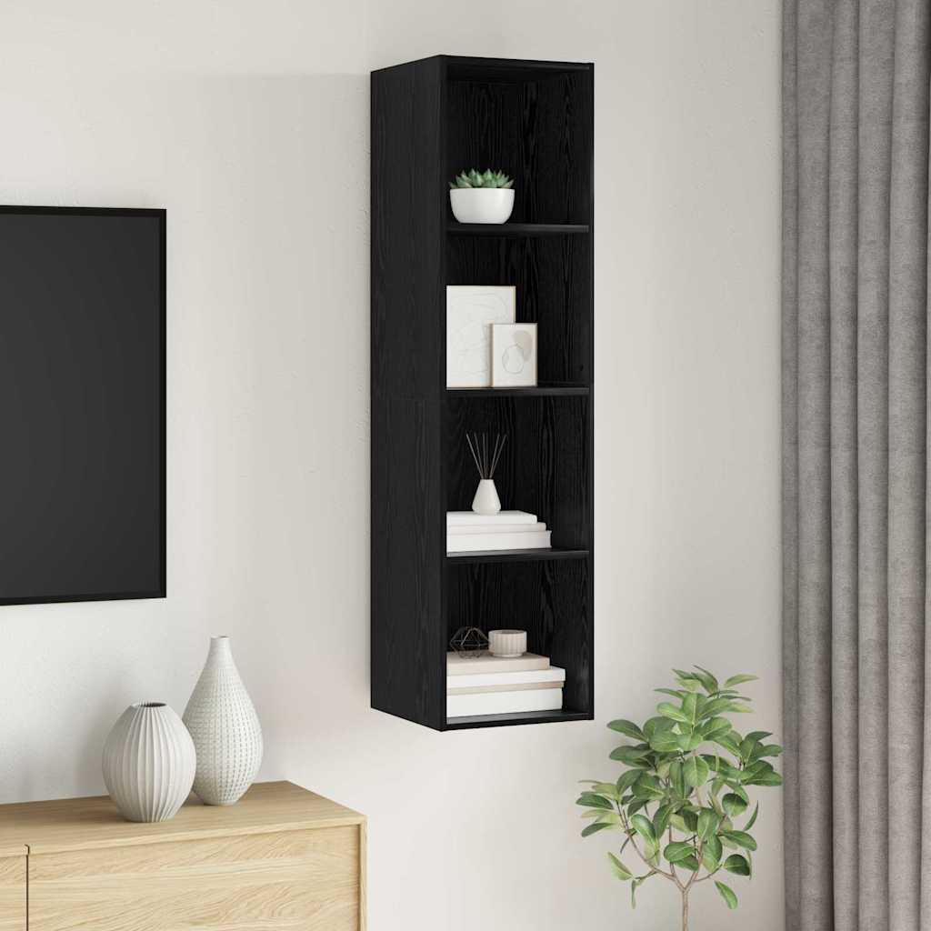 Væghængt TV-skab Sort eg 37 x 37 x 142.5 cm Konstrueret træ