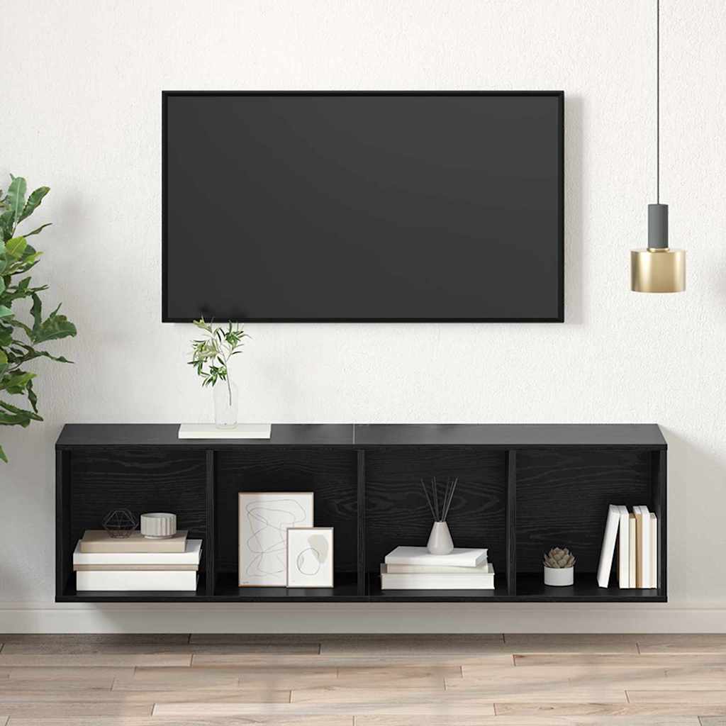 Væghængt TV-skab Sort eg 37 x 37 x 142.5 cm Konstrueret træ