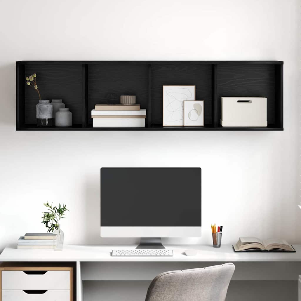 Væghængt TV-skab Sort eg 37 x 37 x 142.5 cm Konstrueret træ