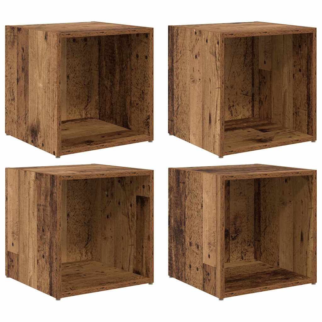 TV-skab 4 pcs Brun 37 x 35 x 37 cm Konstrueret træ