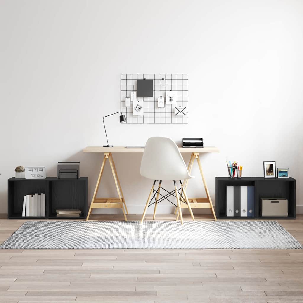 TV-skab 4 pcs Sort 37 x 35 x 37 cm Konstrueret træ