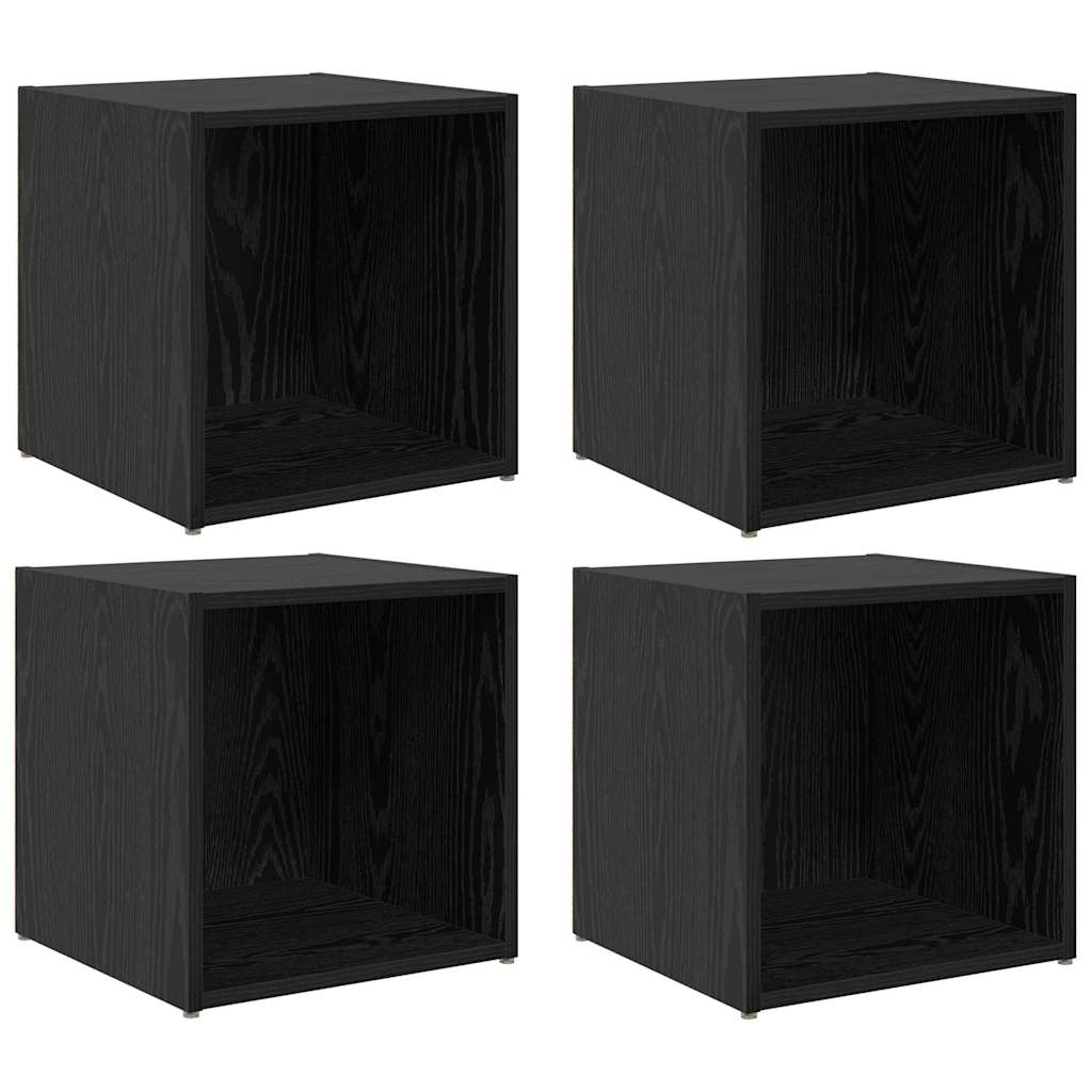 TV-skab 4 pcs Sort 37 x 35 x 37 cm Konstrueret træ