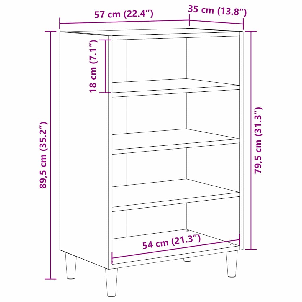 Sideboard Gammelt træ 57 x 35 x 89.5 cm Konstrueret træ