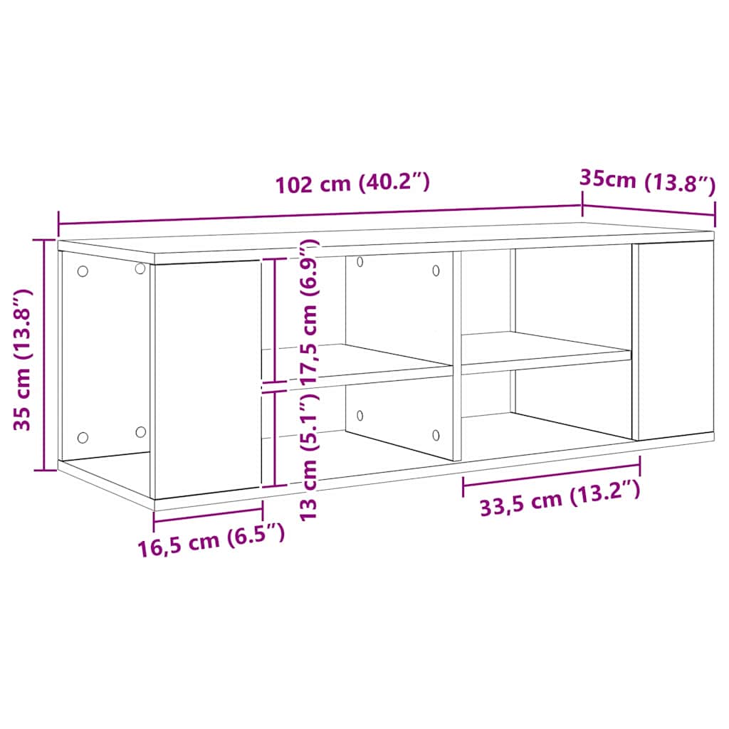 Væghængt TV-skab Sort eg 102 x 35 x 35 cm Konstrueret træ