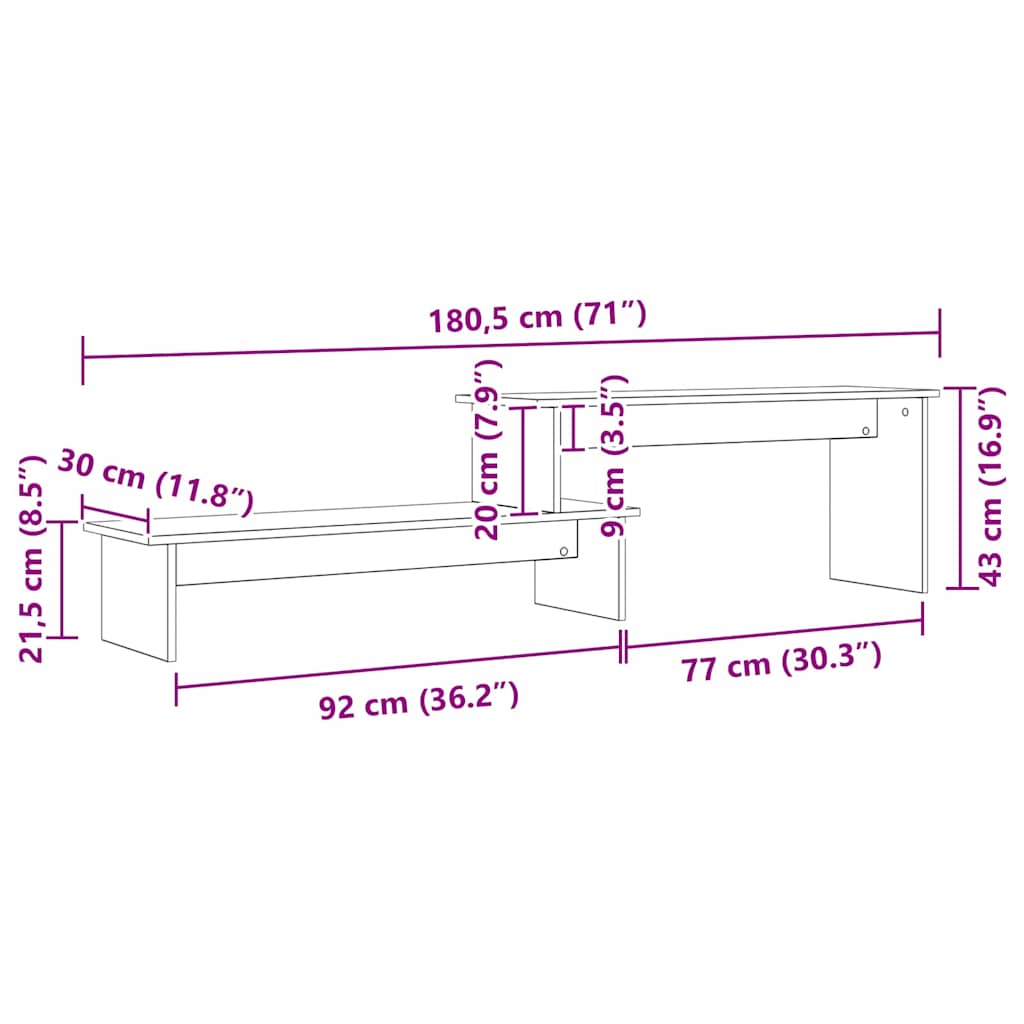 TV-skab Sort eg 180 x 30 x 43 cm Konstrueret træ