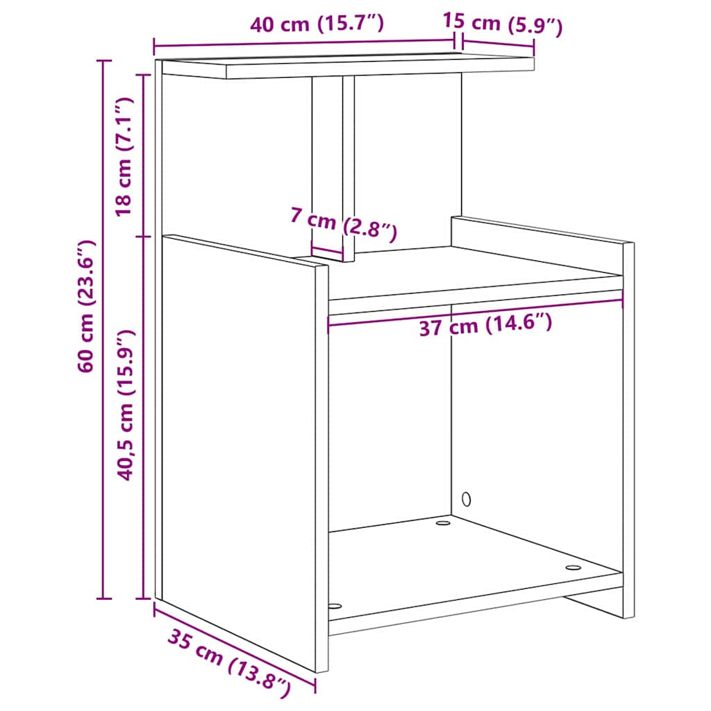 Natskab 2 pcs Gammelt træ 40 x 35 x 60 cm Konstrueret træ