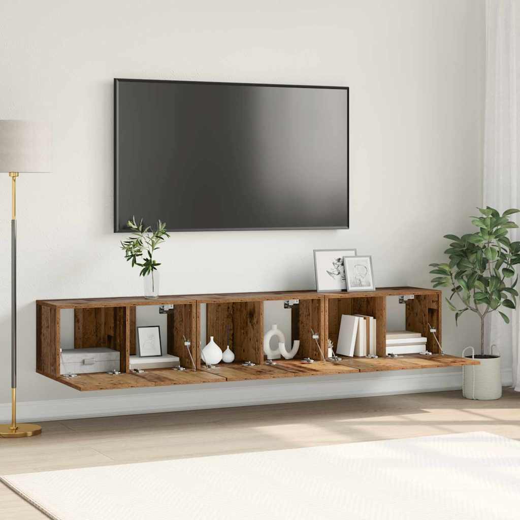 TV-skab 3 pcs Brun 60 x 30 x 30 cm Konstrueret træ
