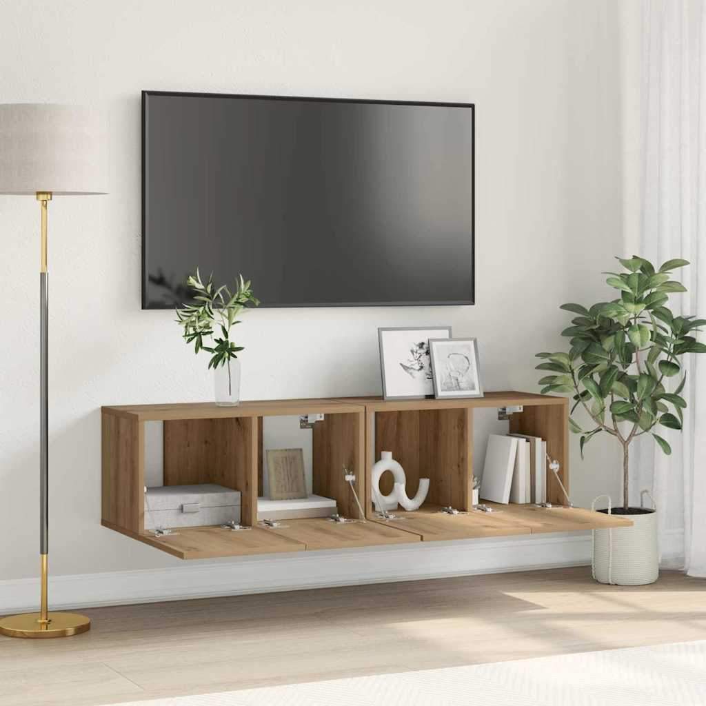 TV-skab 2 pcs Brun 60 x 30 x 30 cm Konstrueret træ