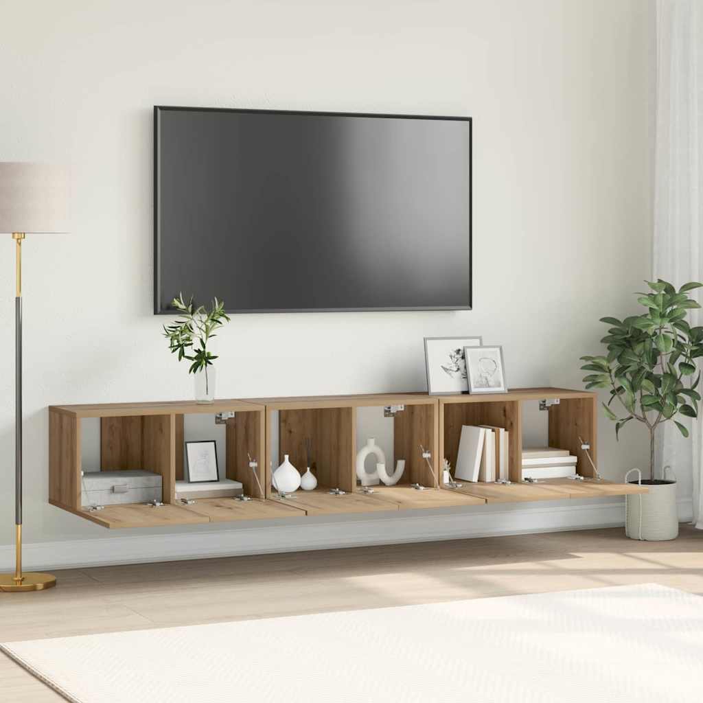 TV-skab 3 pcs Brun 60 x 30 x 30 cm Konstrueret træ