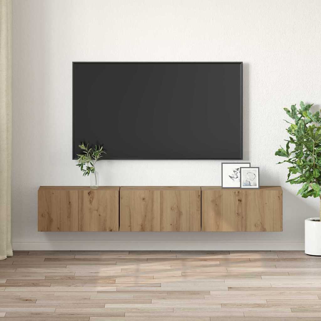 TV-skab 3 pcs Brun 60 x 30 x 30 cm Konstrueret træ