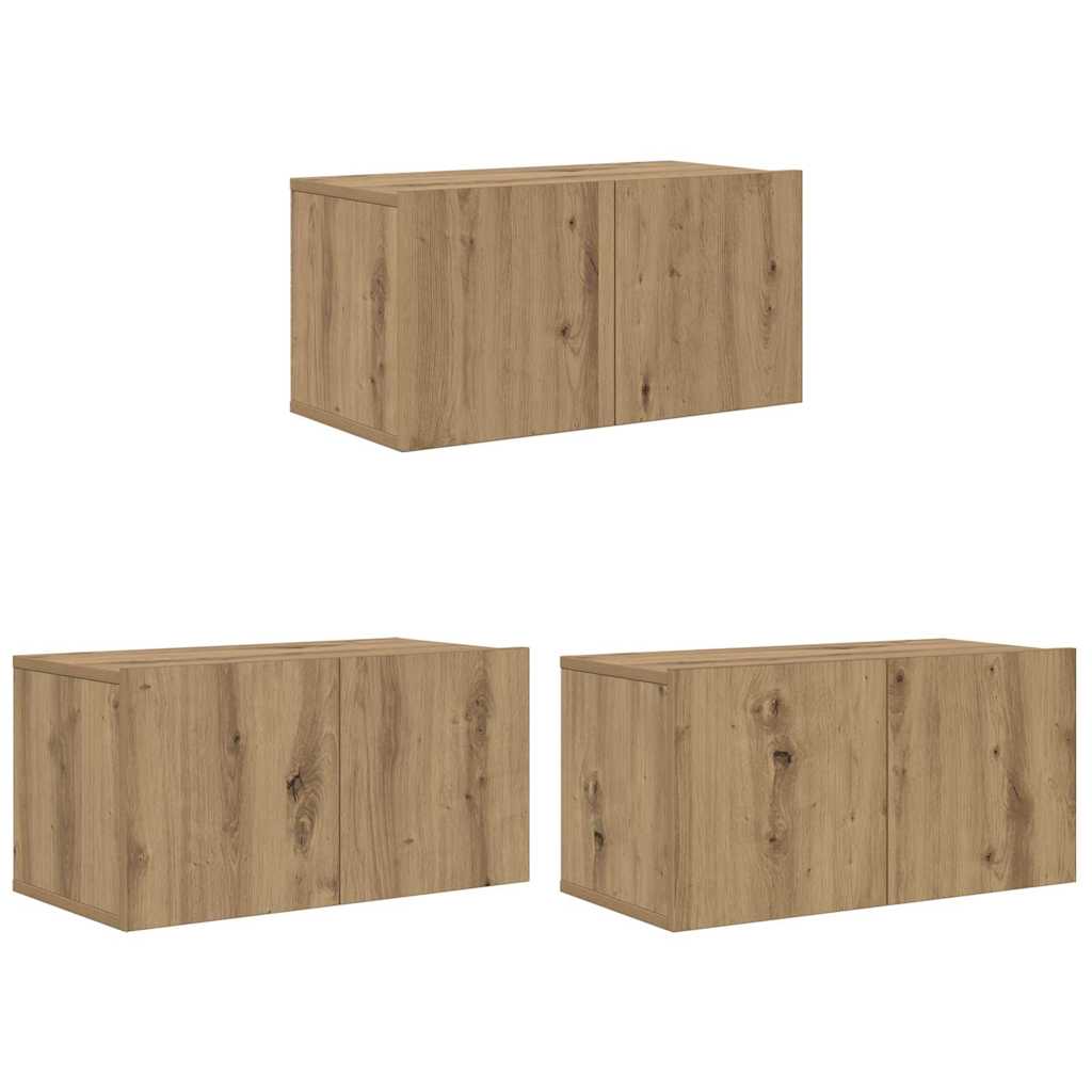 TV-skab 3 pcs Brun 60 x 30 x 30 cm Konstrueret træ