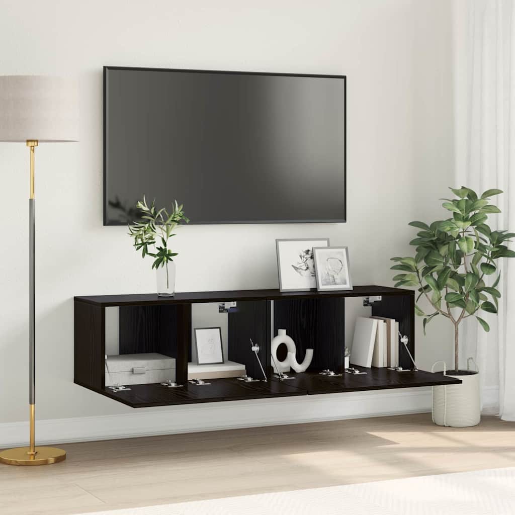 TV-skab 2 pcs Sort 60 x 30 x 30 cm Konstrueret træ