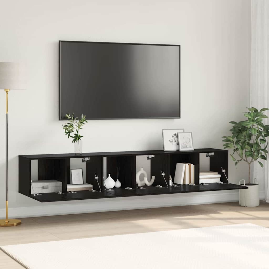 TV-skab 3 pcs Sort 60 x 30 x 30 cm Konstrueret træ