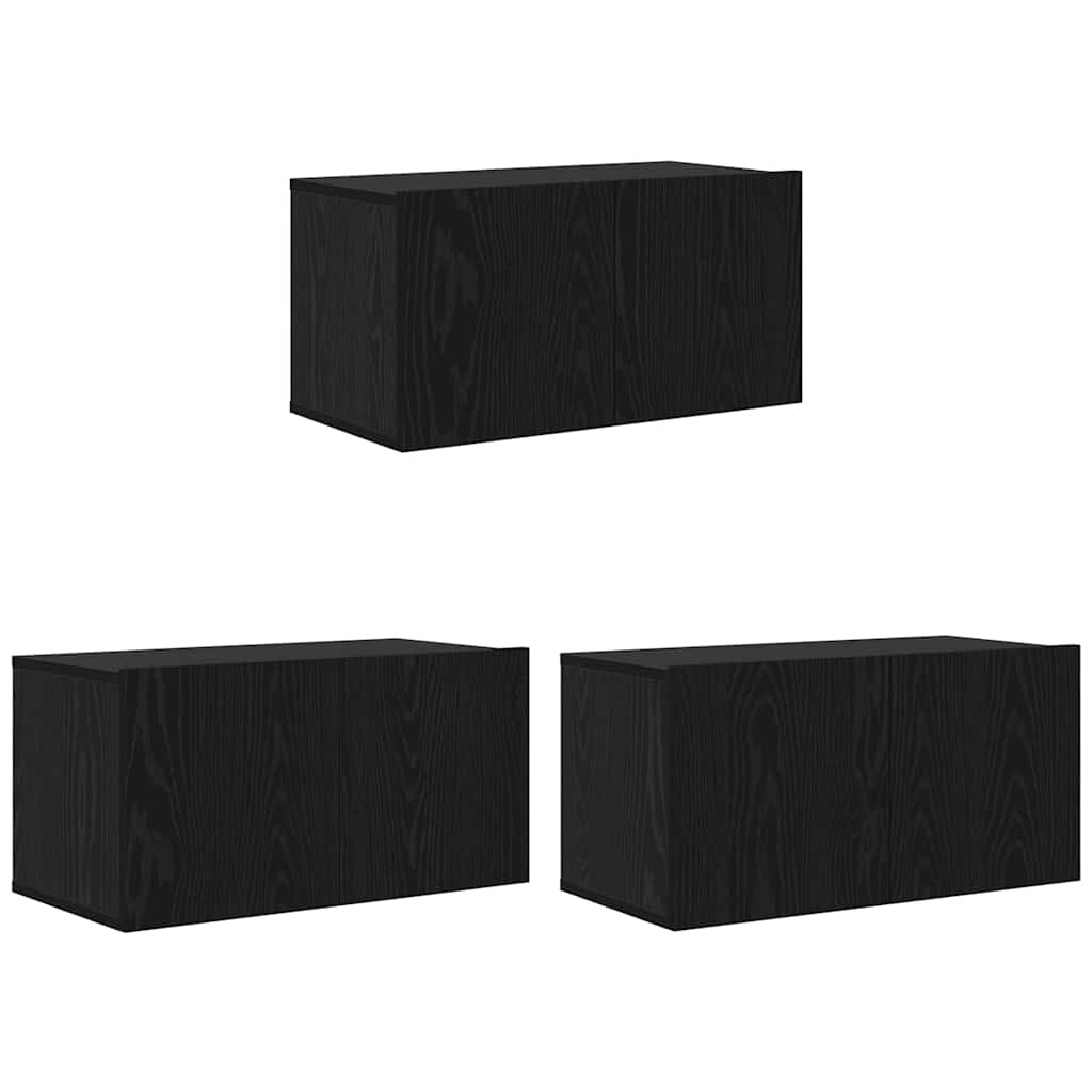 TV-skab 3 pcs Sort 60 x 30 x 30 cm Konstrueret træ