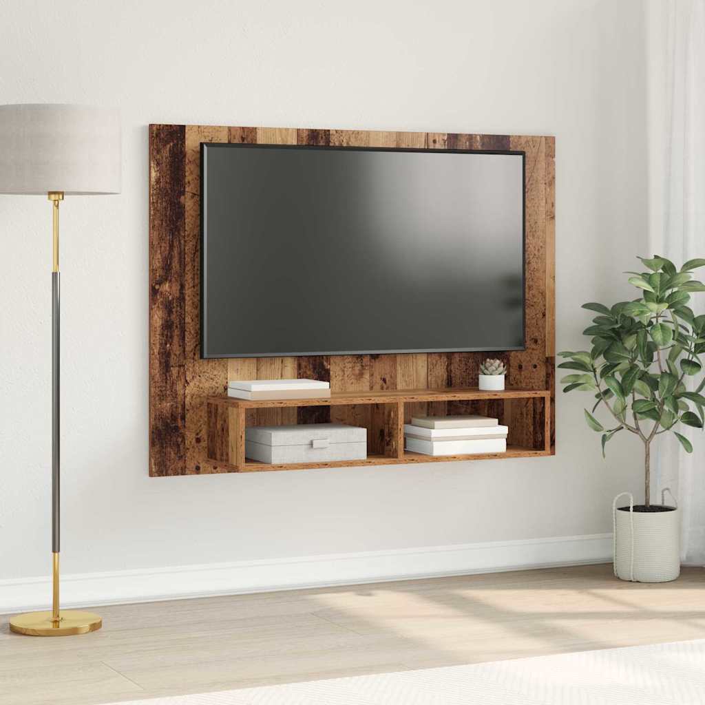 Væg TV Skab Gammelt træ 120 x 23.5 x 90 cm Konstrueret træ