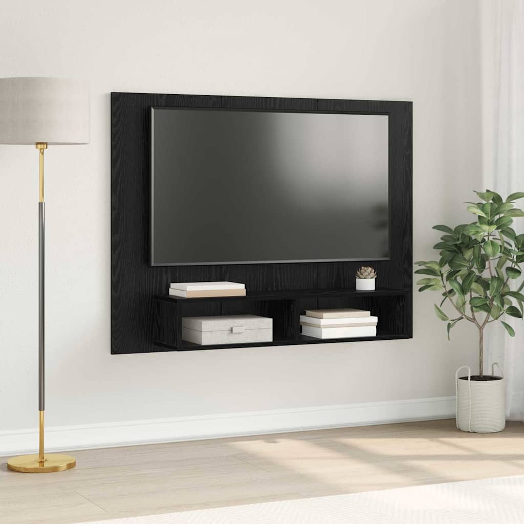 Væg TV Skab Sort eg 120 x 23.5 x 90 cm Konstrueret træ
