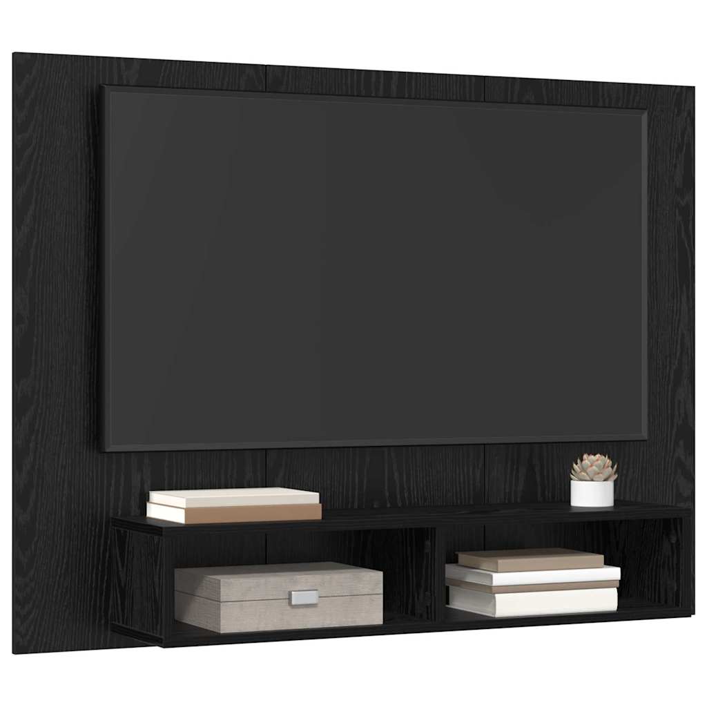 Væg TV Skab Sort eg 120 x 23.5 x 90 cm Konstrueret træ