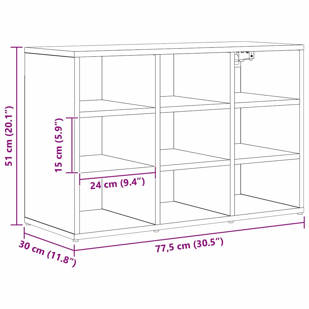 Skoskab med hylde Gammelt træ 77,5 x 30 x 51 cm Konstrueret træ
