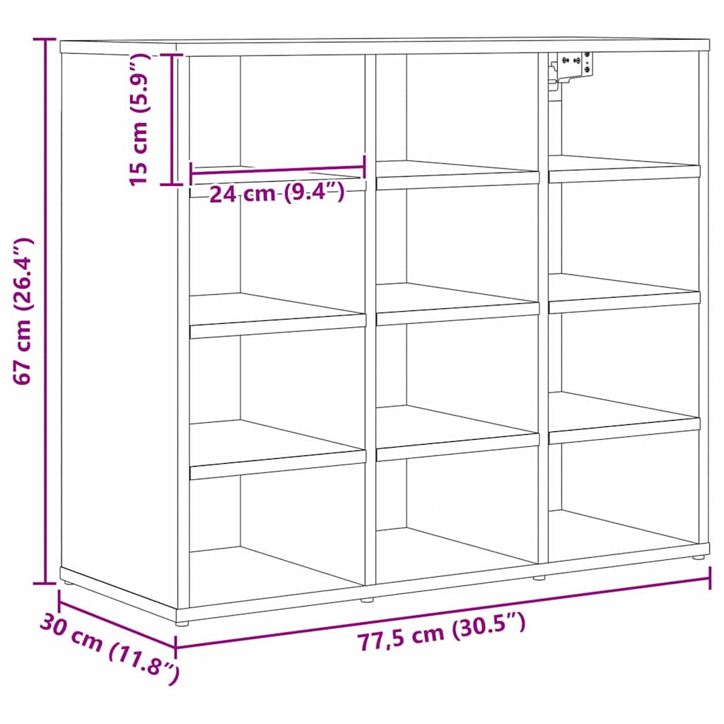 Skoskab med hylde Gammelt træ 77,5 x 30 x 67 cm Konstrueret træ